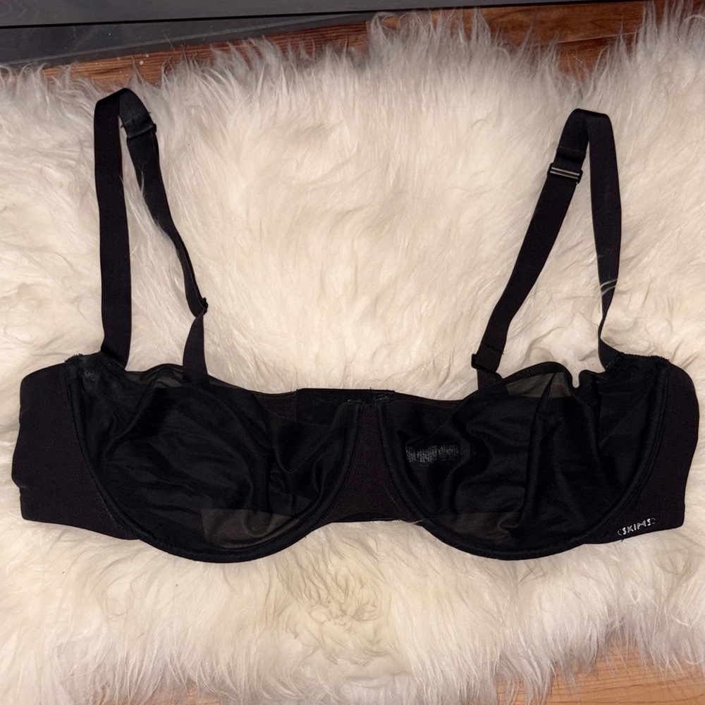 SKIMS Black Mesh Underwire Bra